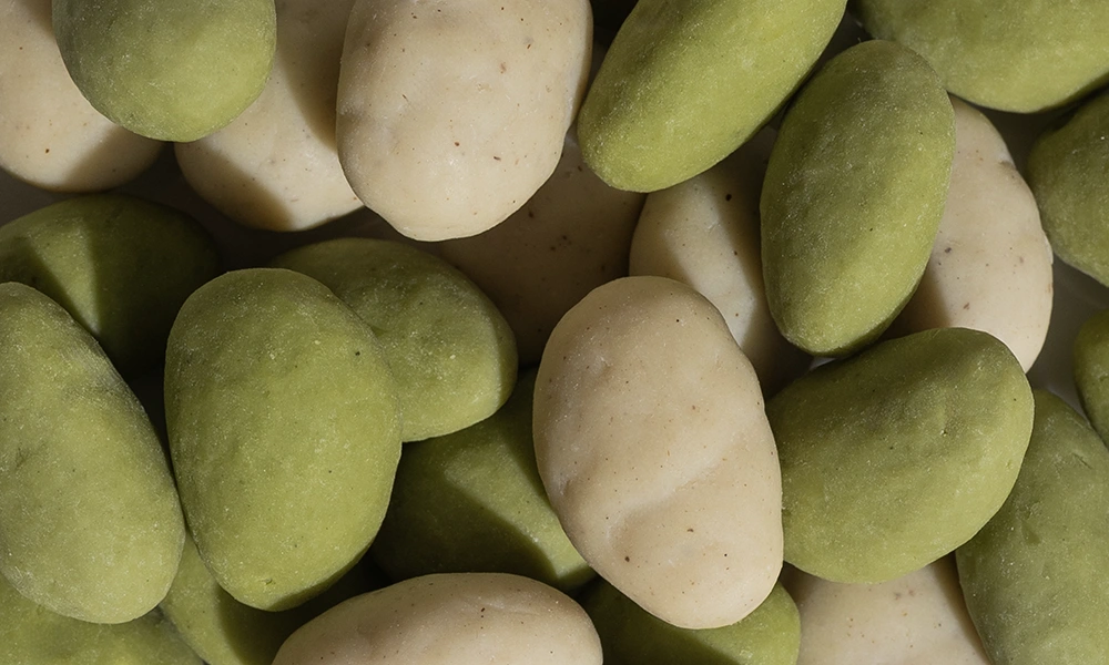 Šufan Mandle v bílé čokoládě s matchou a vanilkou 170 g