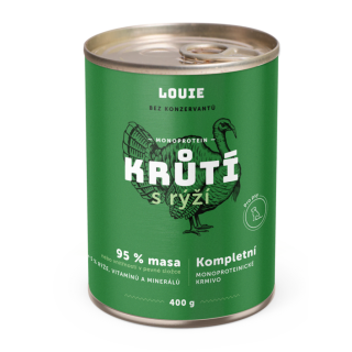 LOUIE Krůtí s rýží 400 g - kompletní krmivo pro psy