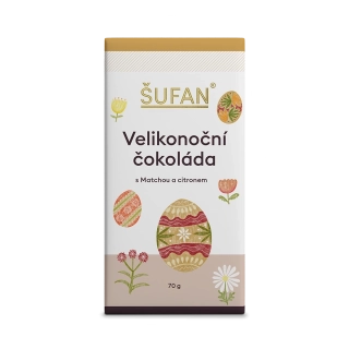 Šufan Velikonoční čokoláda s matchou a citronem 70 g